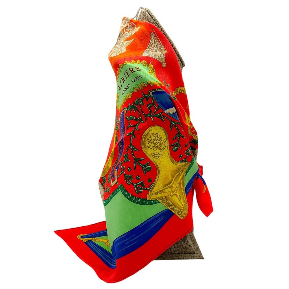 Hermes Red / Blue / Green Etriers Carre Vintage 70 Square Silk Twill Scarf - Picture 3 of 13